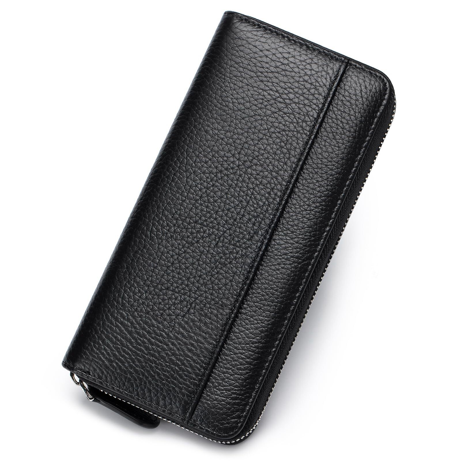 4537 Rfid Blocking Zipper Wallet Leather Large Capacity Billfold Clutch Zip